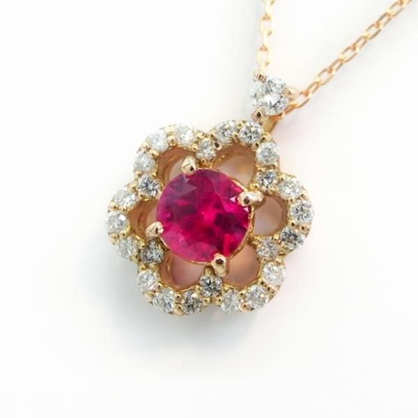 ミャンマー産ルビー ダイヤモンドネックレス R 0.29ct D 0.14ct 45cm