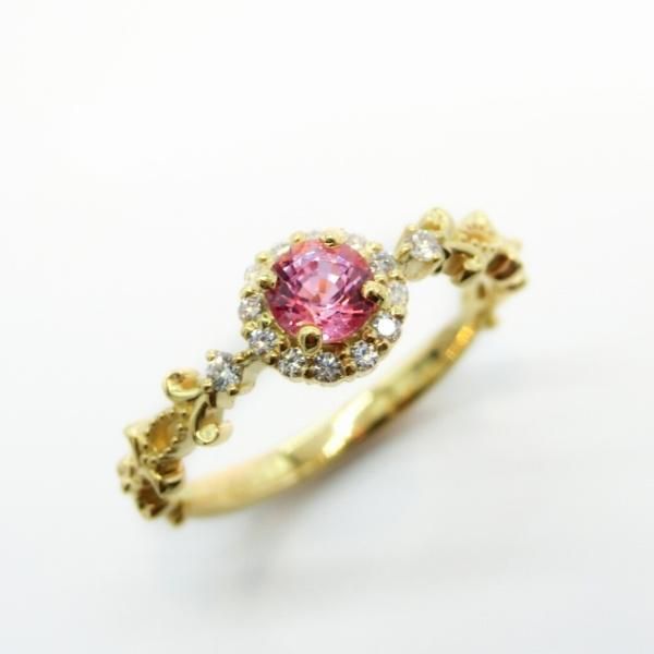 ラウンドパパラチアサファイア ダイヤモンドリング PDS 0.38ct D ラウンドパパラチアサファイア ダイヤモンドリング PDS 0.38ct D