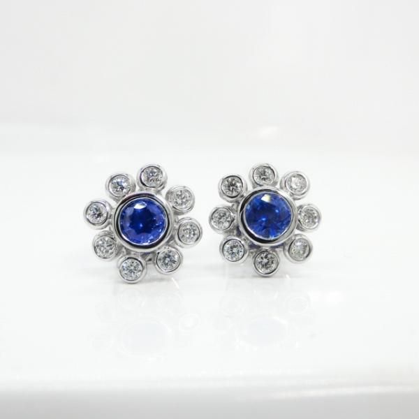 コーンフラワーカラーサファイア ダイヤモンドピアス SA 0.57ct