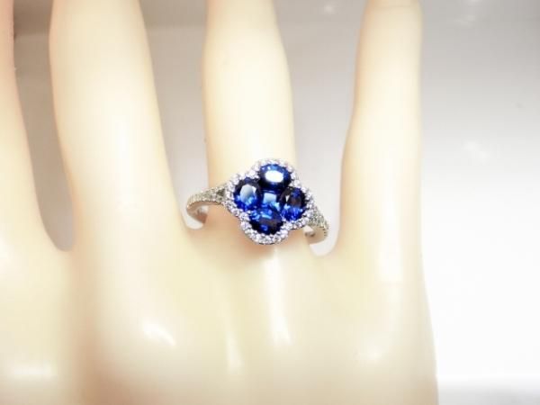 サファイア クローバーモチーフダイヤモンドリング SA 1.24ct D 0.14ct K18WG BOUTIQUE LINE