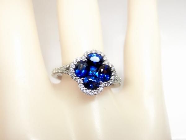 サファイア クローバーモチーフダイヤモンドリング Sa 1 24ct D 0 14ct K18wg Boutique Line