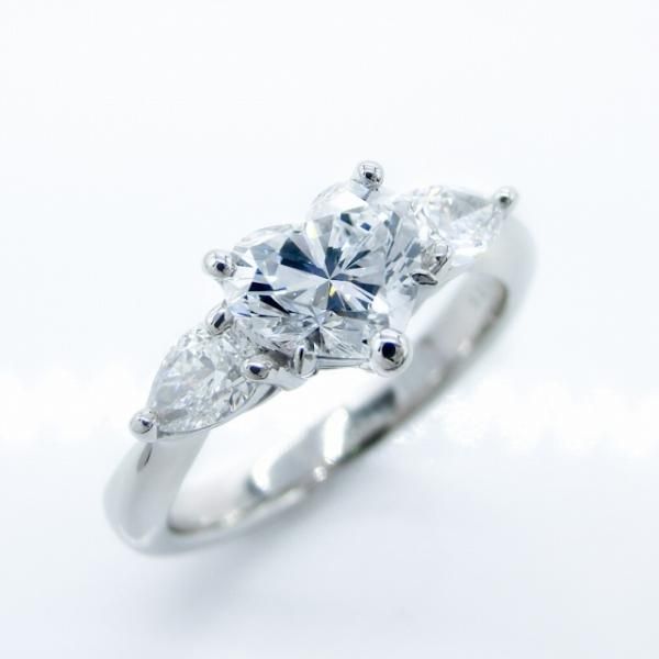 ハートシェイプダイヤモンドリング D 1.01ct D-VS1 0.43ct D-VS2 Pt900 GIA AGT鑑定書付 BOUTIQUE LINE