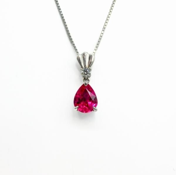 K18 ルビー ネックレス ペアシェイプ 0.39ct D0.01ct シンプル