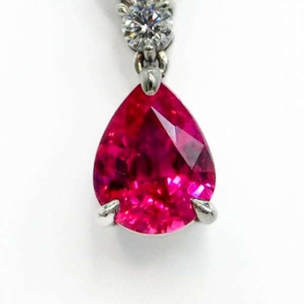 ペアシェイプルビー ダイヤモンドネックレス R 1.39ct D 0.07ct 45cm 