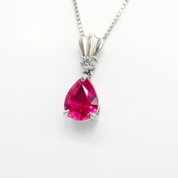 ペアシェイプルビー ダイヤモンドネックレス R 1.39ct D 0.07ct