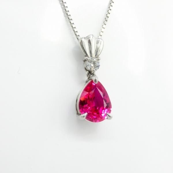 ペアシェイプルビー ダイヤモンドネックレス R 1.39ct D 0.07ct 45cm 