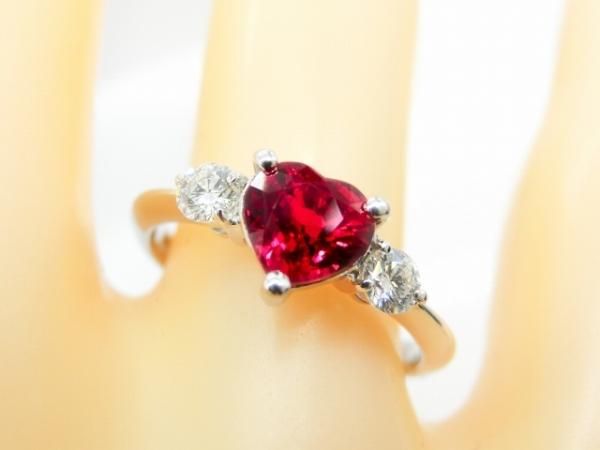 ハートシェイプルビー ダイヤモンドリング R 1.08ct D 0.20ct Pt950 ...