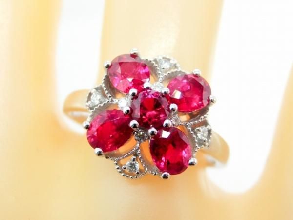 ルビー ダイヤリング K18WG ノンブランド NON BRAND ルビー ダイヤ