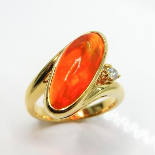 ファイアオパール ダイヤモンドリング OP 3.08ct D 0.06ct K18YG ファイアオパール ダイヤモンドリング OP 3.08ct D 0.06ct K18YG
