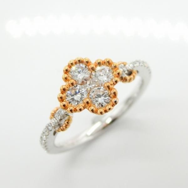 ファッションclover ring K18WG with diamonds