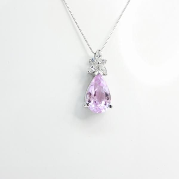 クンツァイト マーキスダイヤモンドネックレス KU 5.08ct D 0.40ct