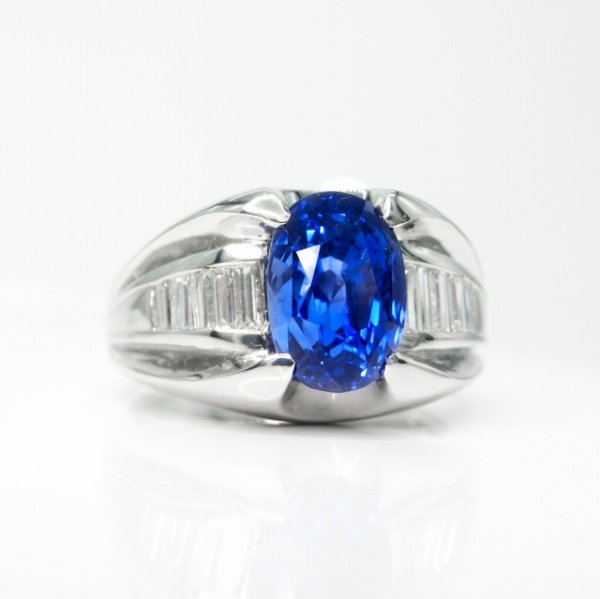 非加熱サファイア ダイヤモンドリング SA 3.65ct D 0.30ct Pt900 GIA鑑別書付 BOUTIQUE LINE