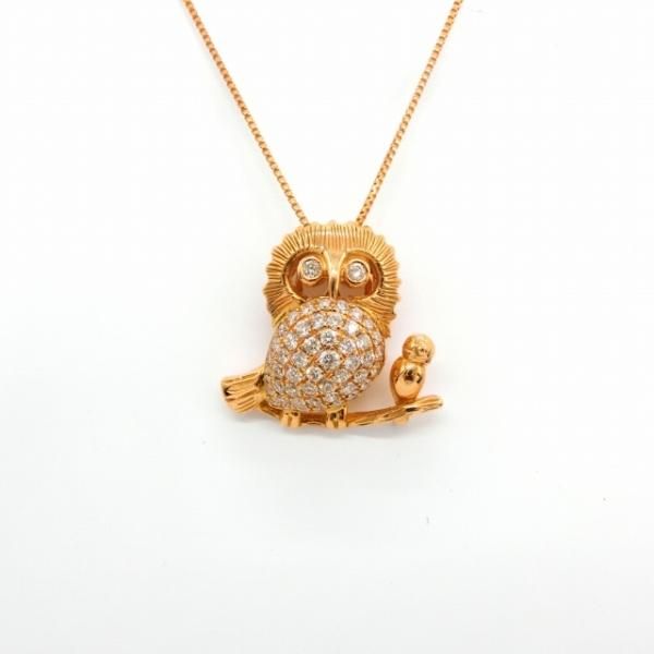 フクロウ ダイヤモンドネックレス D 0.32ct 45cm K18PG BOUTIQUE