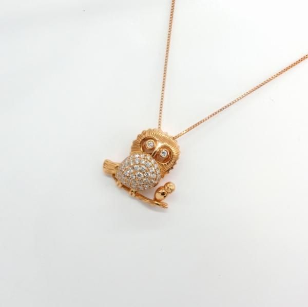 フクロウ ダイヤモンドネックレス D 0.32ct 45cm K18PG BOUTIQUE