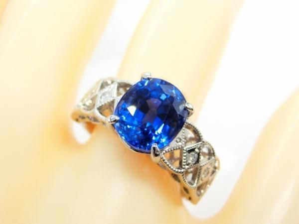 サファイア ダイヤモンドリング SA 3.63ct D 0.07ct Pt900 GRJ鑑別書付 ...