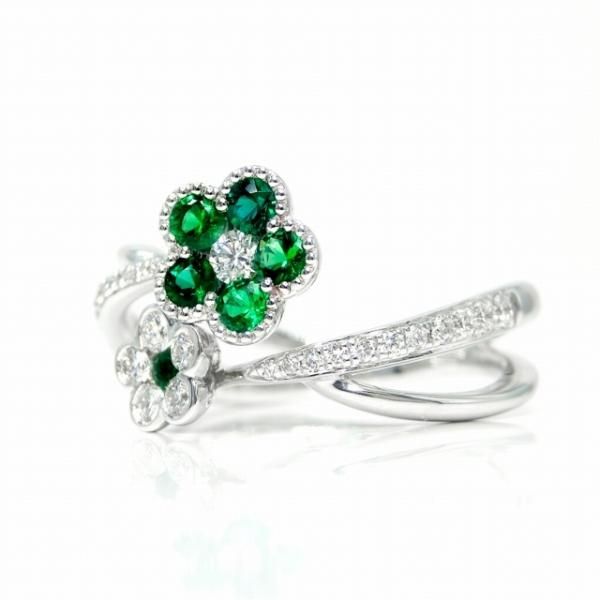 【ようと】エメラルド・ダイヤモンドリング (Pt) エメラルド ダイヤモンドリング EM 0.46ct D 0.19ct Pt900 日宝