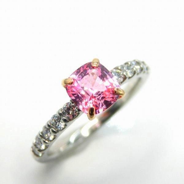 パパラチアサファイア ダイヤモンドリング PDS 1.05ct D 0.27ct Pt900