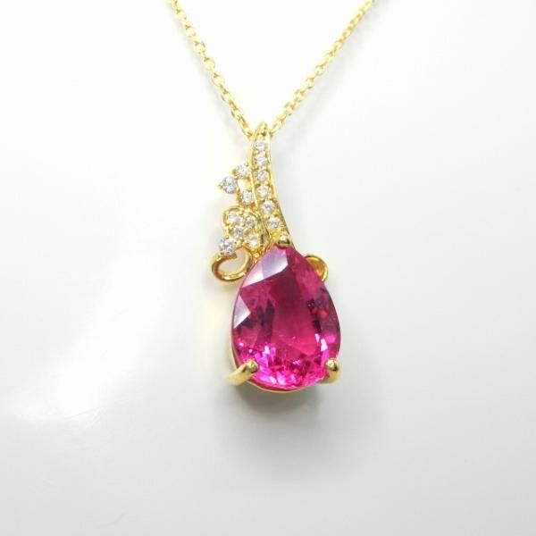 雑誌で紹介された ペアシェイプルベライト ダイヤモンドネックレス D 3.00ct RU その他