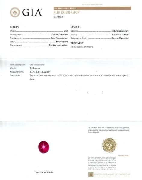 ミャンマー産非加熱スタールビー ダイヤモンドリング SR 2.43ct ミャンマー産非加熱スタールビー ダイヤモンドリング SR 2.43ct