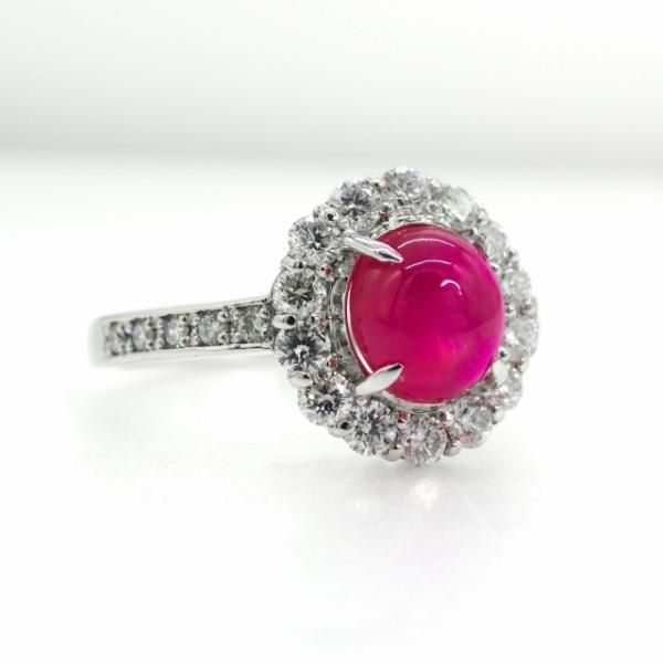 Pt スタールビー 4ct ジュエリーマキ ソーティング ダイヤモンド 非加熱 Pt900 天然 非加熱 スタールビー 4ct ジュエリーマキ