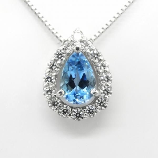 サンタマリアアクアマリン ダイヤモンドネックレス AQ 0.34ct D 0.18ct 45cm Pt950 GGSJ鑑別書付 BOUTIQUE  LINE