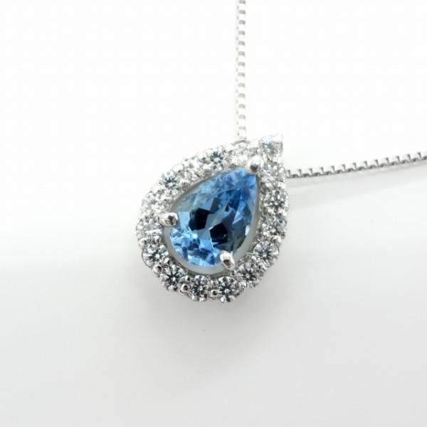 サンタマリアアクアマリン ダイヤモンドネックレス AQ 0.34ct D 0.18ct 45cm Pt950 GGSJ鑑別書付 BOUTIQUE  LINE