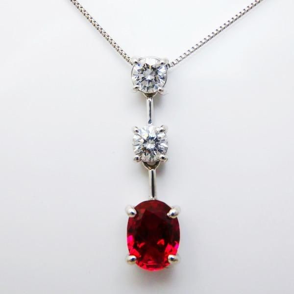 ピジョンブラッドカラールビー ダイヤモンドネックレス R 1.33ct D