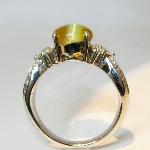 クリソベリルキャッツアイ ダイヤモンドリング CE 2.71ct D 0.32