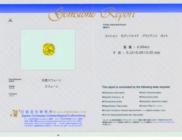 イエロースフェーン ダイヤモンドリング SH 0.694ct D 0.14ct イエロースフェーン ダイヤモンドリング SH 0.694ct D 0.14ct