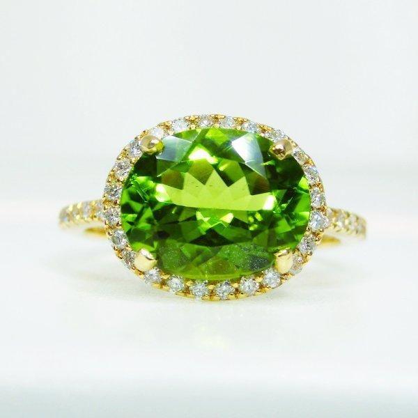 ペリドット ダイヤモンドリング PE 2.68ct D 0.25ct K18YG GGSJ鑑別