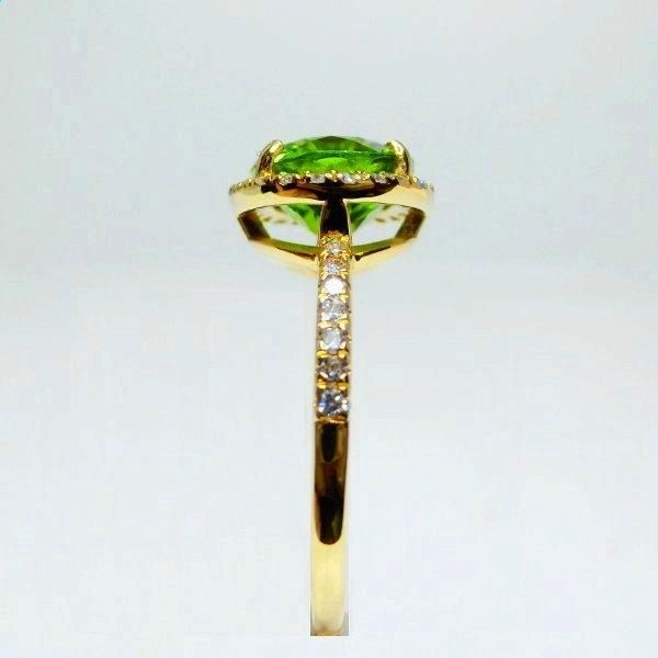 ペリドット ダイヤモンドリング PE 2.68ct D 0.25ct K18YG GGSJ鑑別