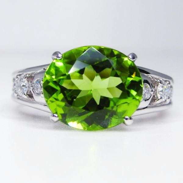 ペリドット ダイヤモンドリング PE 3.45ct D 0.20ct Pt900 日宝協総合