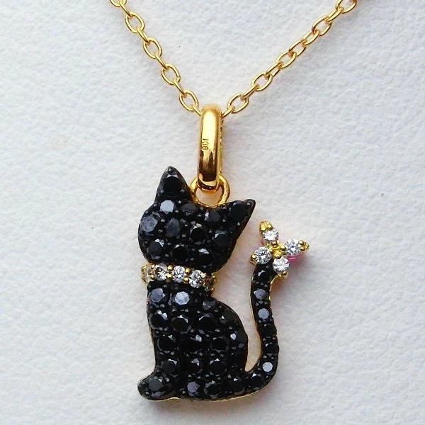 猫モチーフダイヤモンド リバーシブルペンダント D 0.06ct BLD 猫モチーフダイヤモンド リバーシブルペンダント D 0.06ct BLD