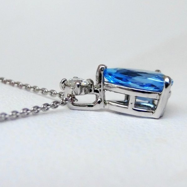 サンタマリアアクアマリン ダイヤモンドネックレス AQ 0.68ct D 0.06ct 45cm Pt950 GGSJ鑑別書付 BOUTIQUE  LINE