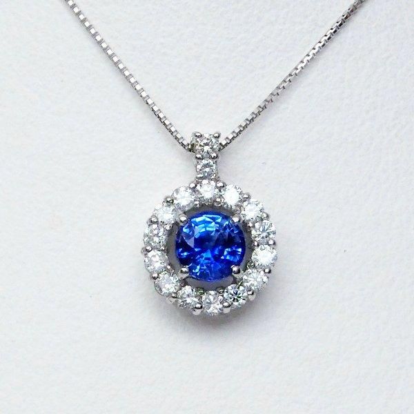 コーンフラワーブルーカラーサファイア ダイヤモンドネックレス SA 0.617ct D 0.31ct Pt950 日独宝石研究所鑑別書付