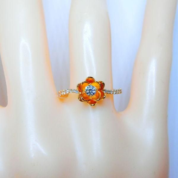 ロータスフラワーモチーフダイヤモンドリング D 0.10ct 0.13ct