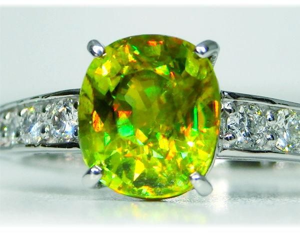 グリーンスフェーン ダイヤモンドリング SH1.52ct D 0.24ct