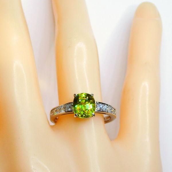 グリーンスフェーン ダイヤモンドリング SH1.52ct D 0.24ct