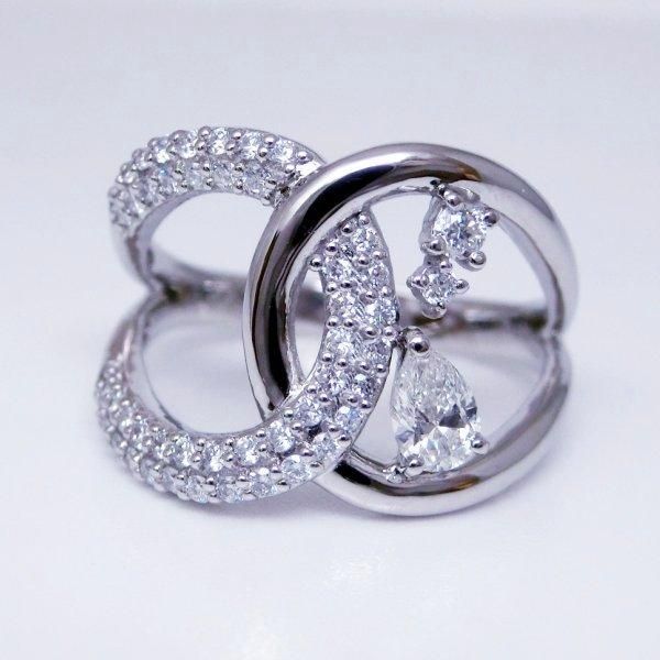 ペアシェイプダイヤモンド デザインリング D 0.187ct F-SI2 0.32 ペアシェイプダイヤモンド デザインリング D 0.187ct F-SI2 0.32