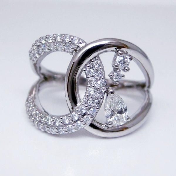 ペアシェイプダイヤモンド デザインリング D 0.187ct F-SI2 0.32 ペアシェイプダイヤモンド デザインリング D 0.187ct F-SI2 0.32