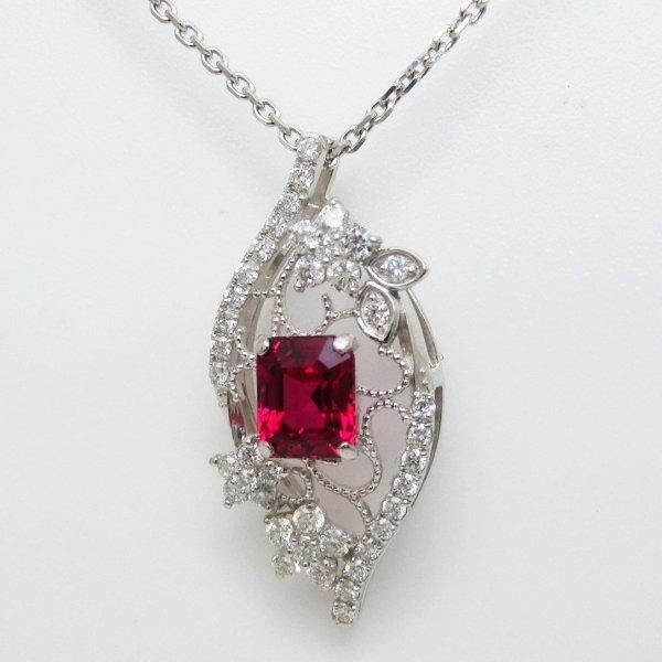 タイ産エメラルドカットルビー ダイヤモンドネックレス R 1.12ct タイ産エメラルドカットルビー ダイヤモンドネックレス R 1.12ct
