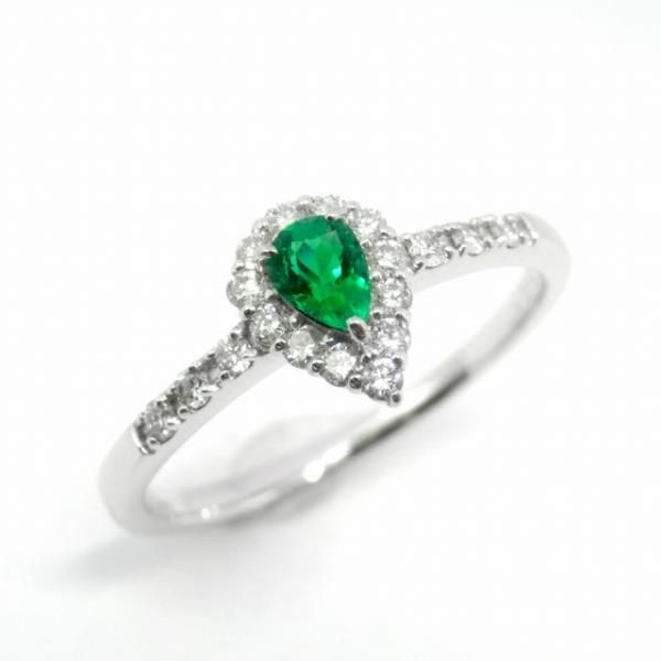 ペアシェイプエメラルド ダイヤモンドリング EM 0.15ct D 0.18ct ペアシェイプエメラルド ダイヤモンドリング EM 0.15ct D 0.18ct
