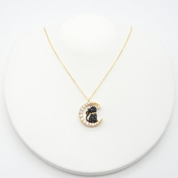 黒猫 月モチーフブラックダイヤモンドネックレス D 0.15ct D 黒猫 月モチーフブラックダイヤモンドネックレス D 0.15ct D