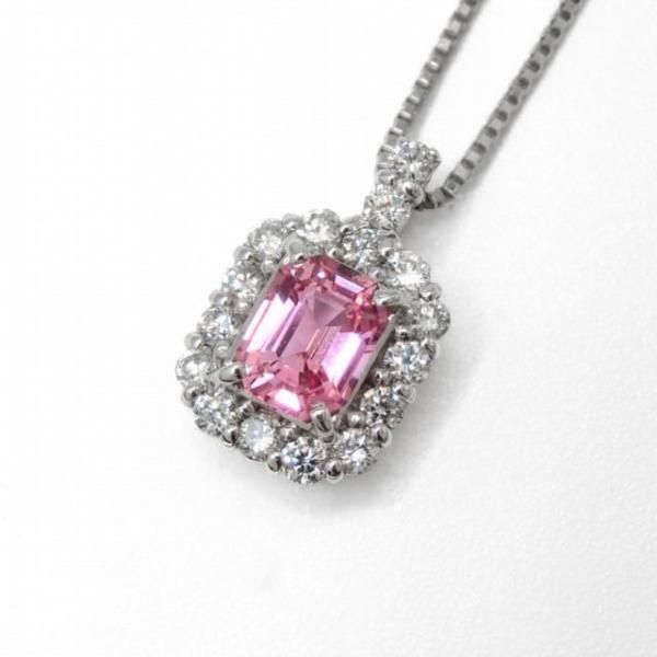 エメラルドカットパパラチアサファイア ダイヤモンドネックレス エメラルドカットパパラチアサファイア ダイヤモンドネックレス