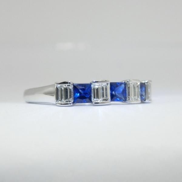 ブルーサファイア バゲットカットダイヤモンドリング SA 0.43ct