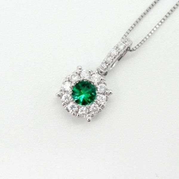 エメラルド ダイヤモンドネックレス EM 0.13ct D 0.18ct 45cm Pt900 ...