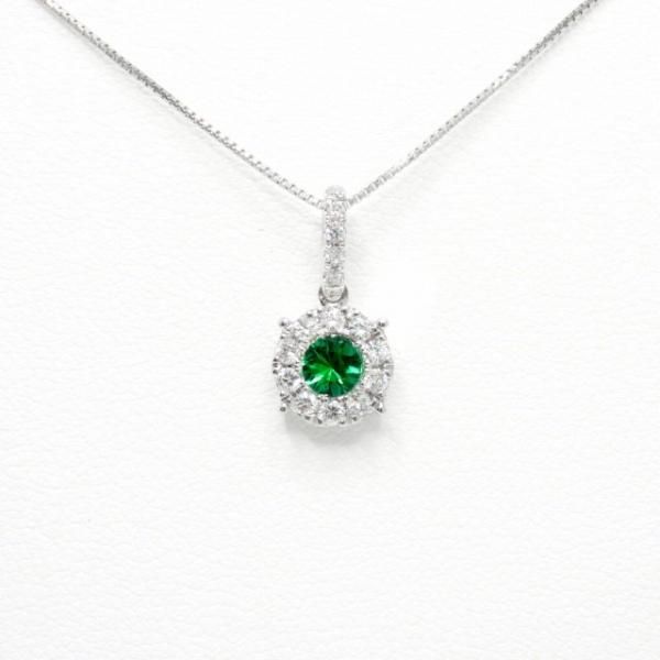 エメラルド ダイヤモンドネックレス EM 0.13ct D 0.18ct 45cm Pt900 JGGC鑑別書付