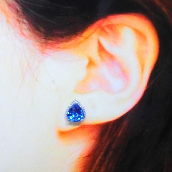 サファイアダイヤモンドピアス SA1.199ctSA1.342ct D0.12ct
