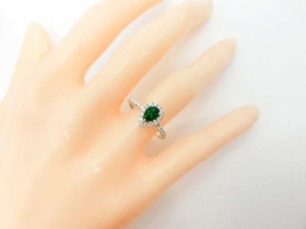 ペアシェイプエメラルド ダイヤモンドリング EM 0.40ct D 0.31ct