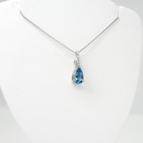 サンタマリアアクアマリン ダイヤモンドネックレス AQ 0.38ct D 0.02ct 45cm Pt950 GGSJ鑑別書付 BOUTIQUE  LINE